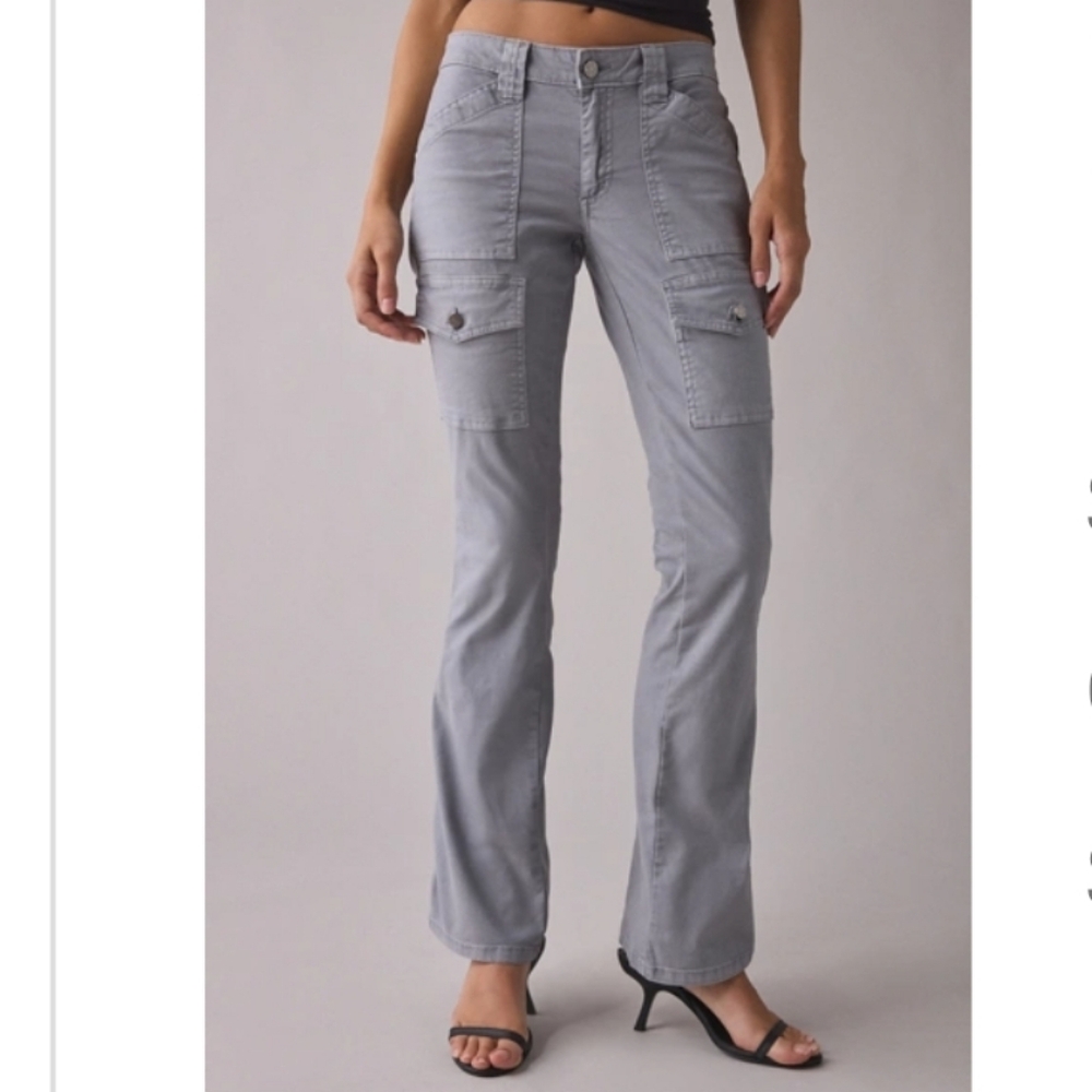 NWT BDG Brigid Gray Low-Rise Bootcut Canvas Utility Cargo Pants ■ Size 28